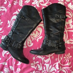 Gianni Bini Black Leather Riding Boots. Women’s Sz 8